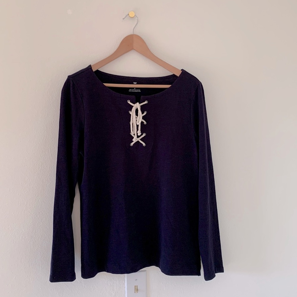 Talbots Long Sleeve Rope Tie Top